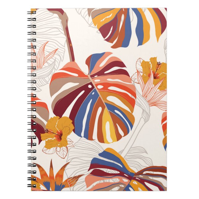 Bright Tropical Floral Hand Drawn Notebook (Front)