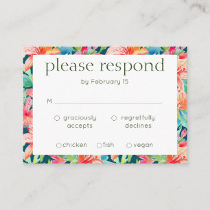 Bright Tropical Floral RSVP Wedding Enclosure Card