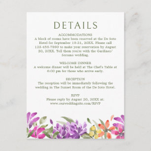Bright Tropical Floral Wedding Details Enclosure Card