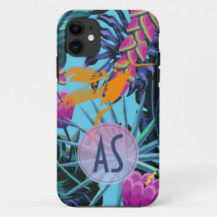Bright Tropical Foliage Pattern with Hummingbird Case-Mate iPhone Case
