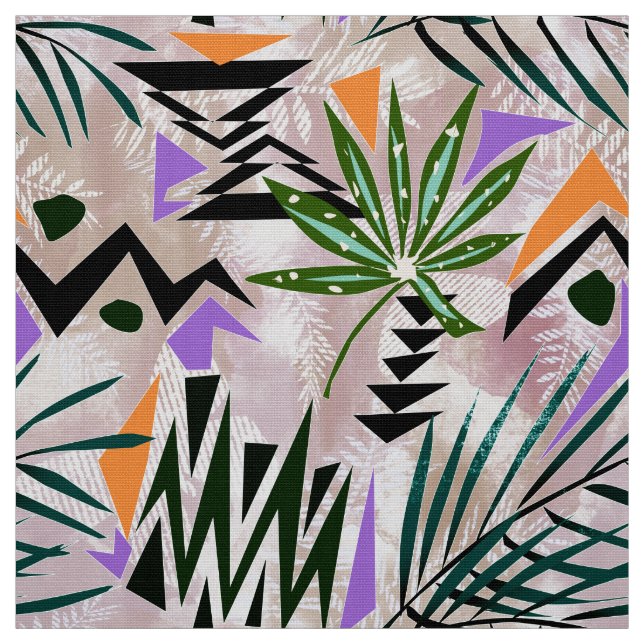 Bright tropical Hawaiian illustration Fabric (Swatch)