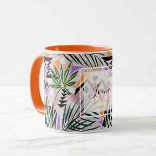 Bright tropical Hawaiian illustration, Two-Tone Co Mug