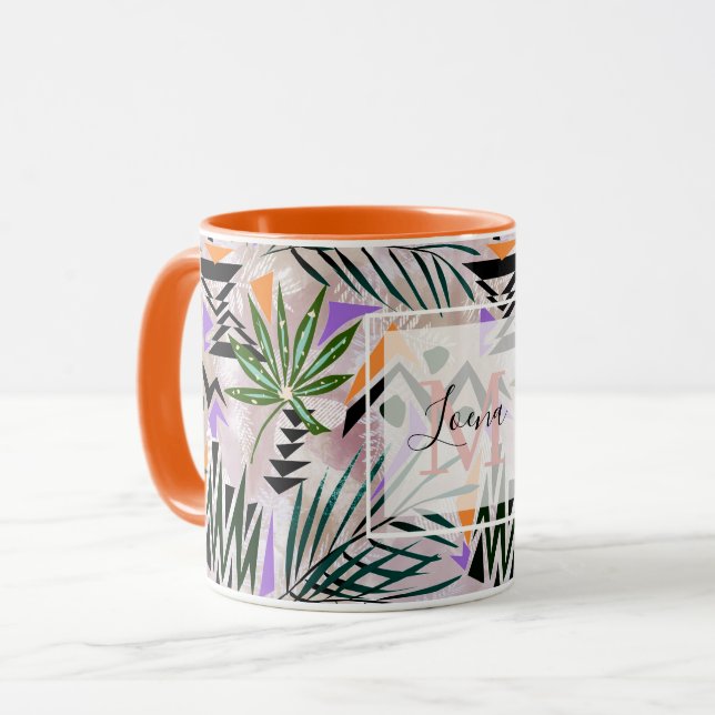 Bright tropical Hawaiian illustration, Two-Tone Co Mug (Front Left)
