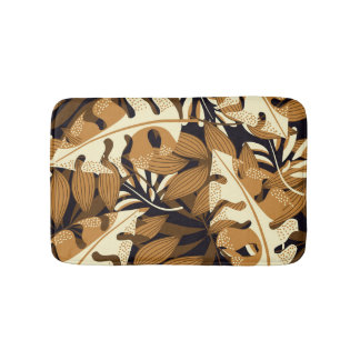 Bright Tropical Leaves Dark Pattern Bath Mat