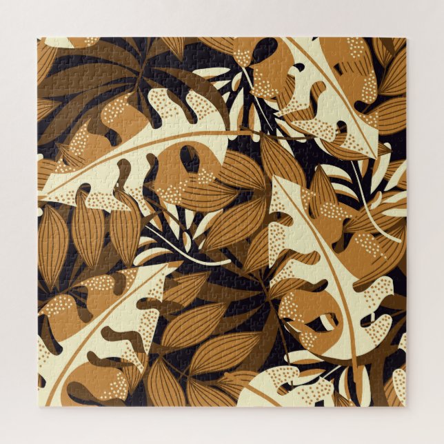 Bright Tropical Leaves Dark Pattern Jigsaw Puzzle (Vertical)