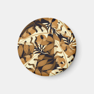 Bright Tropical Leaves Dark Pattern Magnet