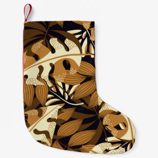Bright Tropical Leaves Dark Pattern Small Christmas Stocking