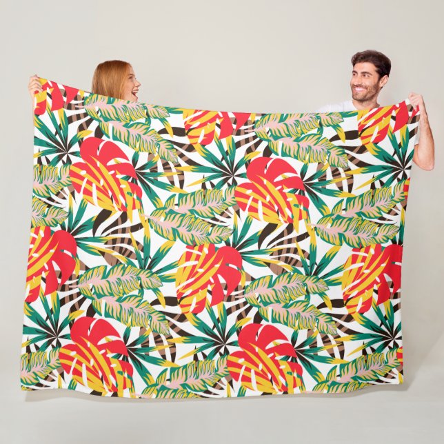 Bright Tropical Pattern Fleece Blanket (In Situ)