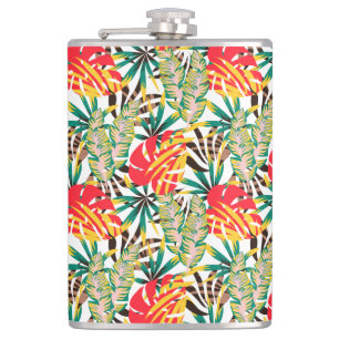 Bright Tropical Pattern Hip Flask