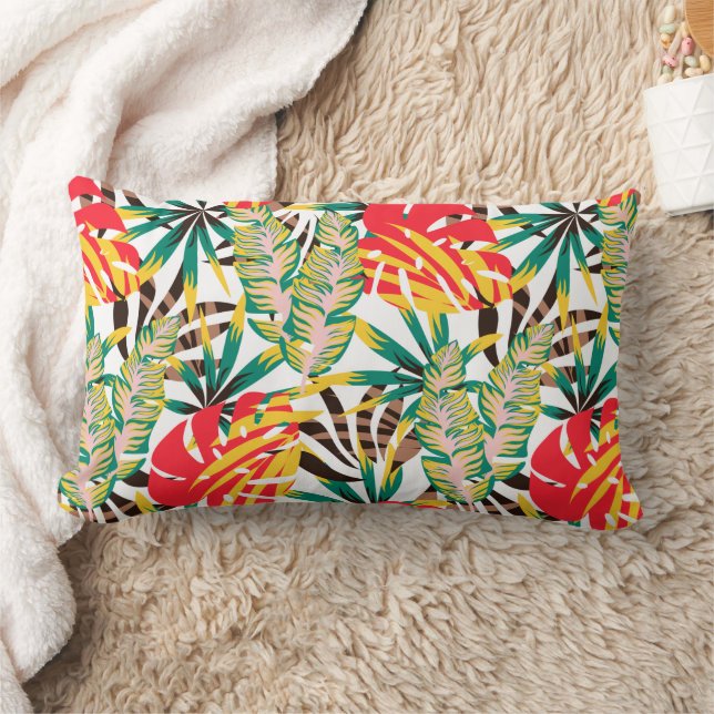 Bright Tropical Pattern Lumbar Cushion (Blanket)