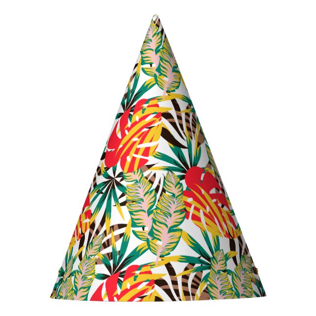 Bright Tropical Pattern Party Hat (Front)