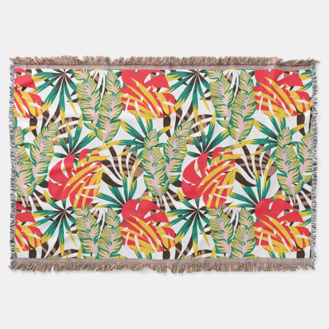 Bright Tropical Pattern Throw Blanket (Front)