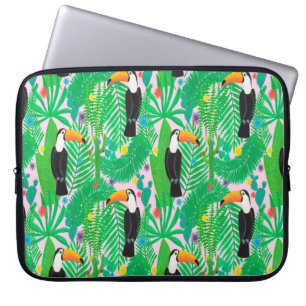 Bright tropical seamless hand drawn pattern with t laptop sleeve
