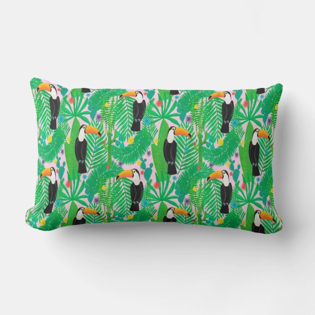 Bright tropical seamless hand drawn pattern with t lumbar cushion (Front)