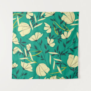Bright tropical seamless pattern with leaves and p tapestry