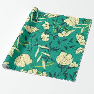 Bright tropical seamless pattern with leaves and p wrapping paper