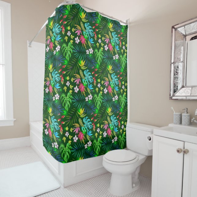Bright Tropics Shower Curtain (In Situ)