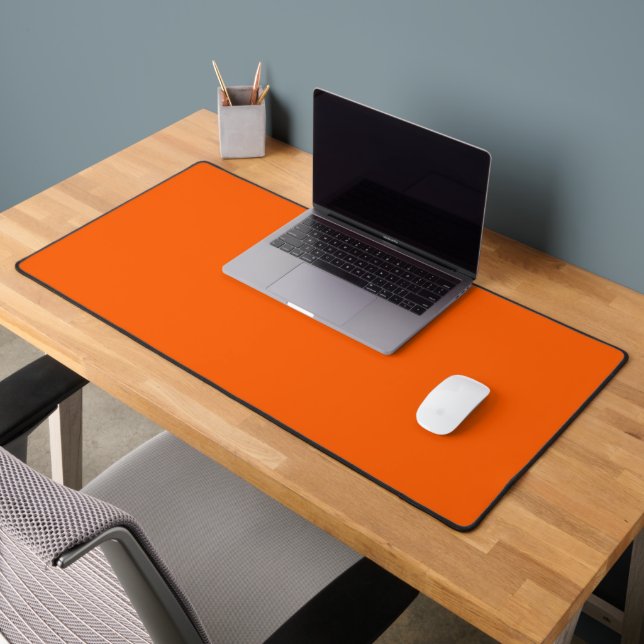 Bright True Orange Solid Colour Desk Mat (Office 2)