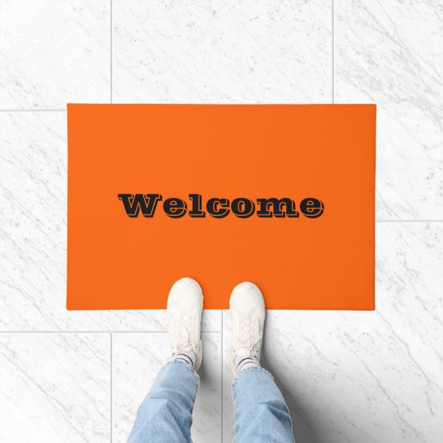 Bright True Orange Solid Colour Doormat (Indoor)