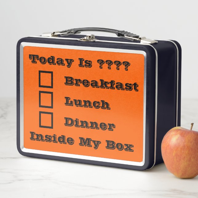 Bright True Orange Solid Colour Metal Lunch Box (In Situ)