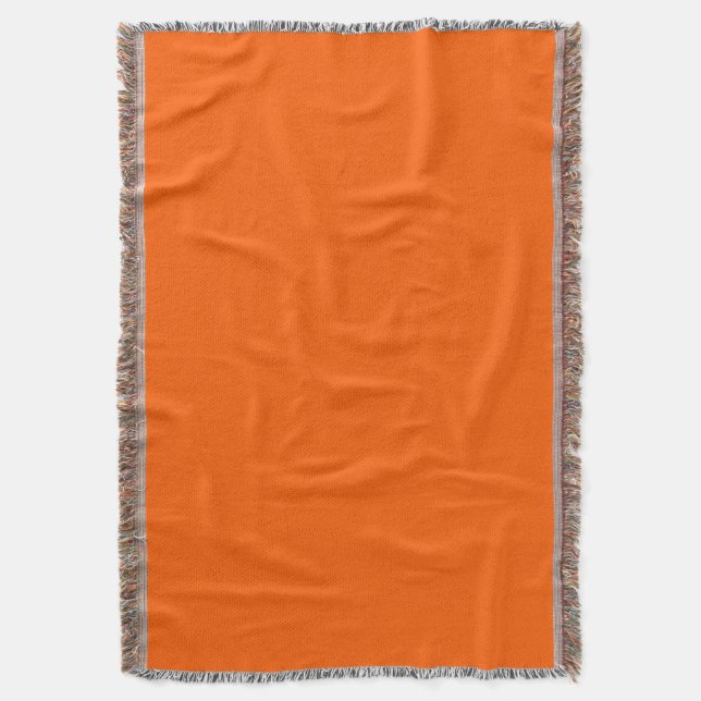 Bright True Orange Solid Colour Throw Blanket (Front Vertical)