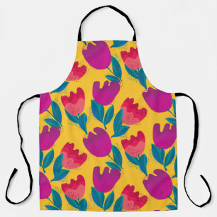 Bright Tulip Flowers: Elegant Seamless Apron