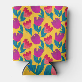 Bright Tulip Flowers: Elegant Seamless Can Cooler