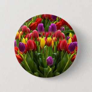 Bright Tulips 6 Cm Round Badge