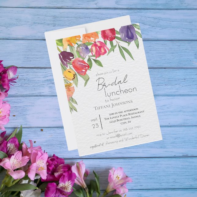 Bright Tulips and Greenery Bridal Luncheon Invitation (Creator Uploaded)