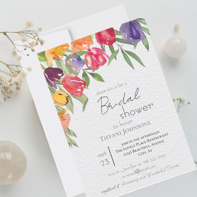 Bright Tulips and Greenery Bridal Shower Invitation (Creator Uploaded)