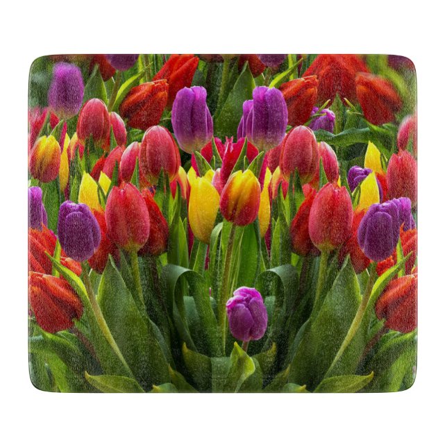 Bright Tulips Cutting Board (Front)