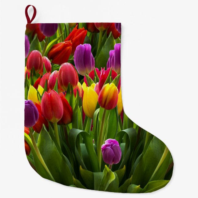Bright Tulips Large Christmas Stocking (Front)