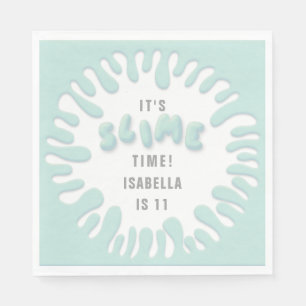 Bright turquoise blue slime party napkin