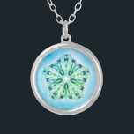 *~* Bright Turquoise Blue Star Mandala Silver Plated Necklace<br><div class="desc">*This sweet little round silver necklace with a delicate hand drawn glowing star mandala in the centre sitting on top of a strong turquoise and a little bit of green colour background just might capture your higher self's attention :) The star mandala is very intricate and captivating which must may...</div>