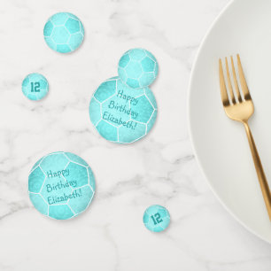 bright turquoise girls soccer birthday party confetti