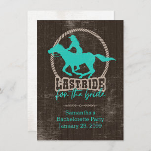 Bright Turquoise Last Ride For The Bride Invitatio Invitation