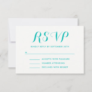 Bright Turquoise Painted Ombre RSVP Card