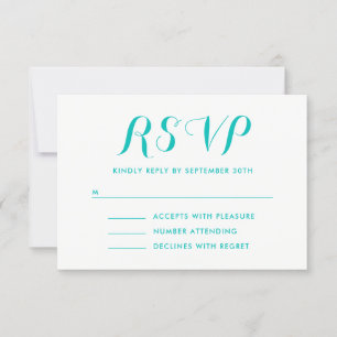 Bright Turquoise Painted Ombre RSVP Card