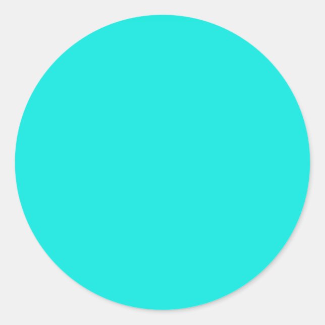 Bright Turquoise Solid Colour Classic Round Sticker (Front)