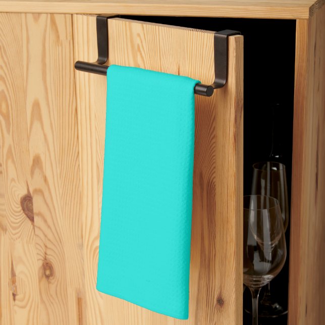 Bright Turquoise Solid Colour Tea Towel (Thirds Fold)