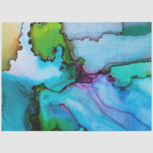 Bright Turquoise Watercolor Wash Decoupage Tissue Paper