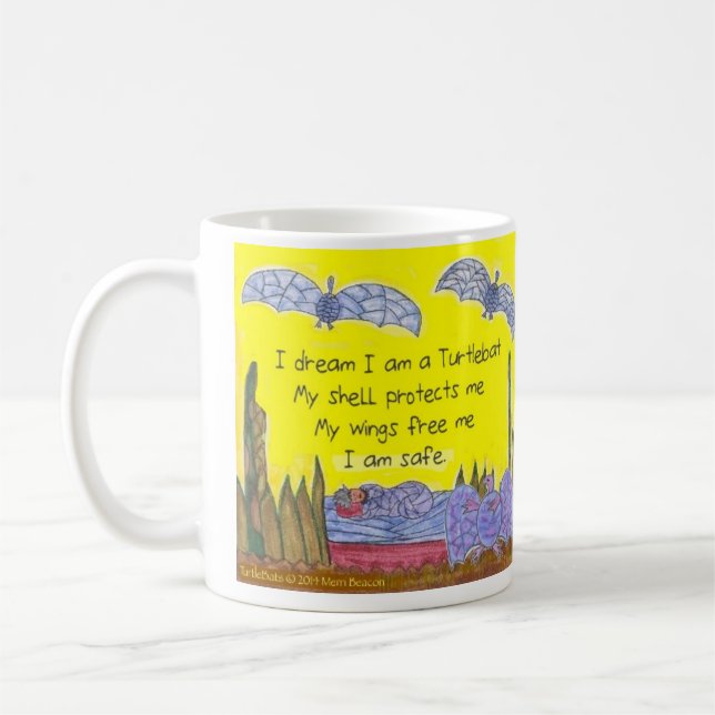 Bright turtlebats Poem mug (Left)