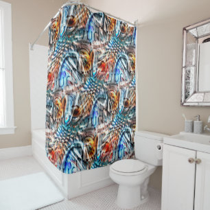 Bright, twisted coloured velvet or plumage shower curtain