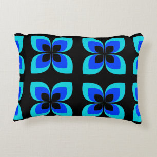 Bright Two Toned Blue Flower Pattern Decorative Cushion
