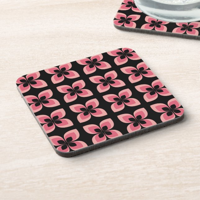Bright Two Toned Pink Flower Pattern Coaster (Left Side)