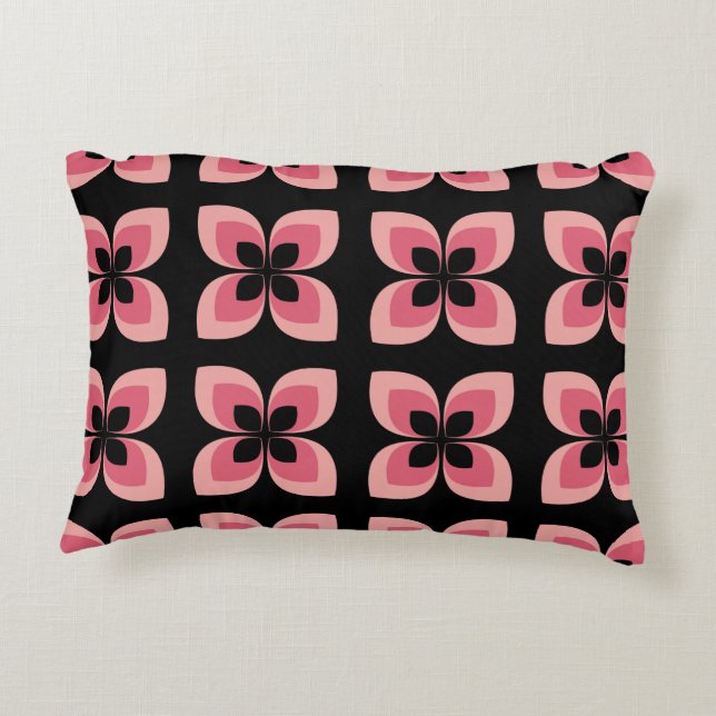 Bright Two Toned Pink Flower Pattern Decorative Cushion (Back)