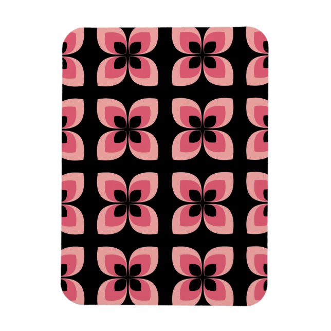 Bright Two Toned Pink Flower Pattern Magnet (Vertical)