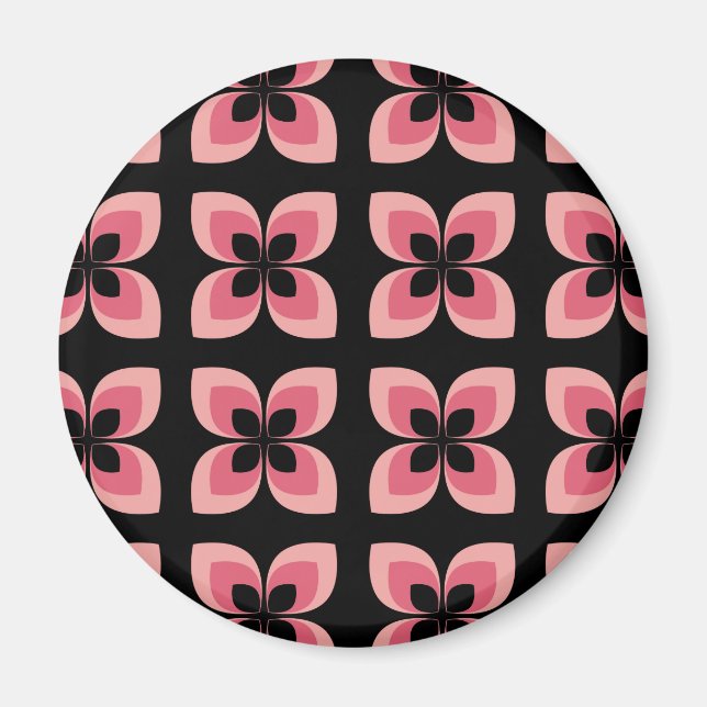 Bright Two Toned Pink Flower Pattern Magnet (Front)