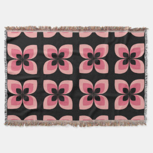 Bright Two Toned Pink Flower Pattern Throw Blanket
