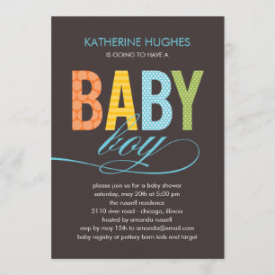 Bright Type Baby Shower Invitation - Boy